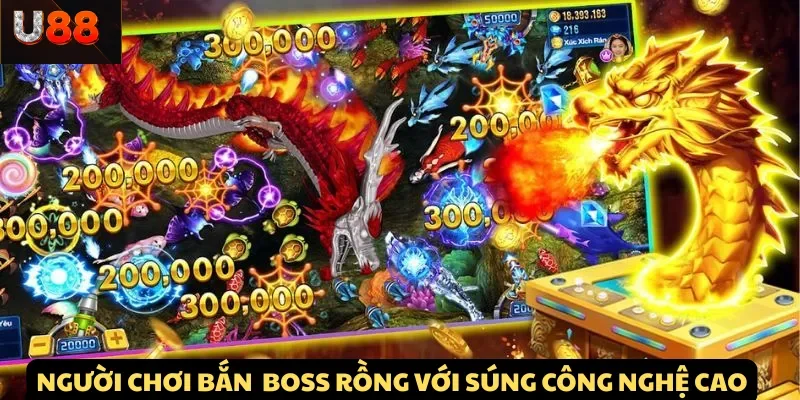 Người chơi bắn boss rồng biển với súng công nghệ cao