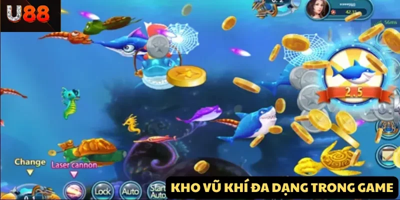 Kho vũ khí đa dạng trong game Bắn Cá Rùa Xanh hỗ trợ tiêu diệt boss