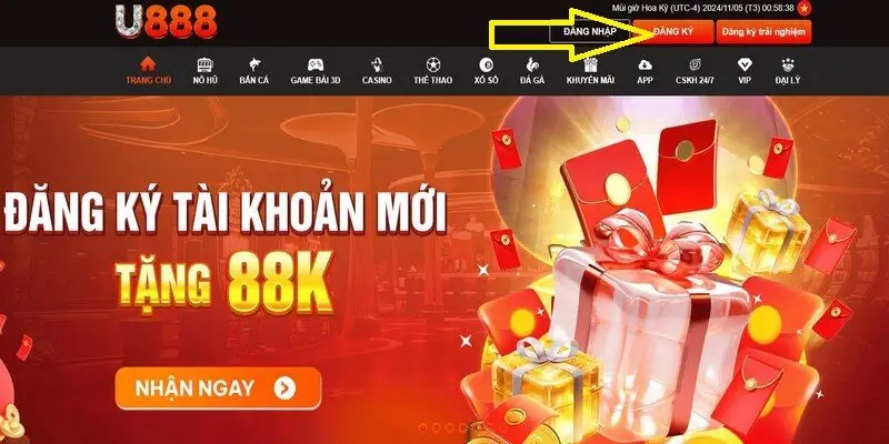 Đăng ký u888 nhận 88k